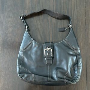 Black leather coach bag